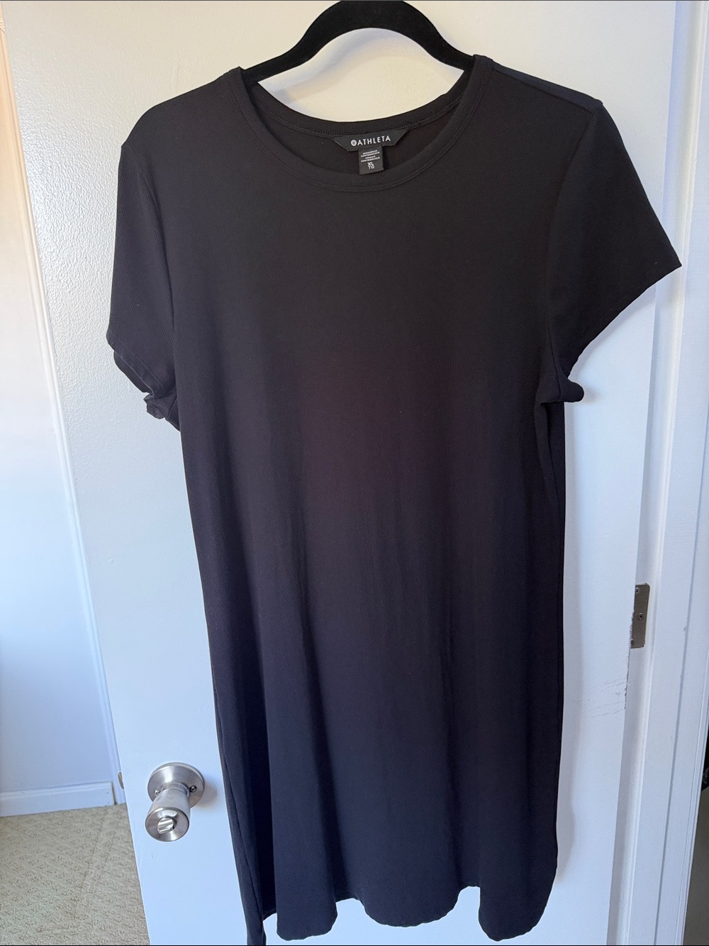 Athleta Ribbed Black Short-Sleeve Tee Dress